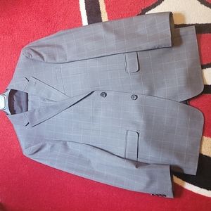 Tommy Hilfiger Men's Suit, Modern-Fit Stretch Grey Windowpane Suit - Cuff Slacks